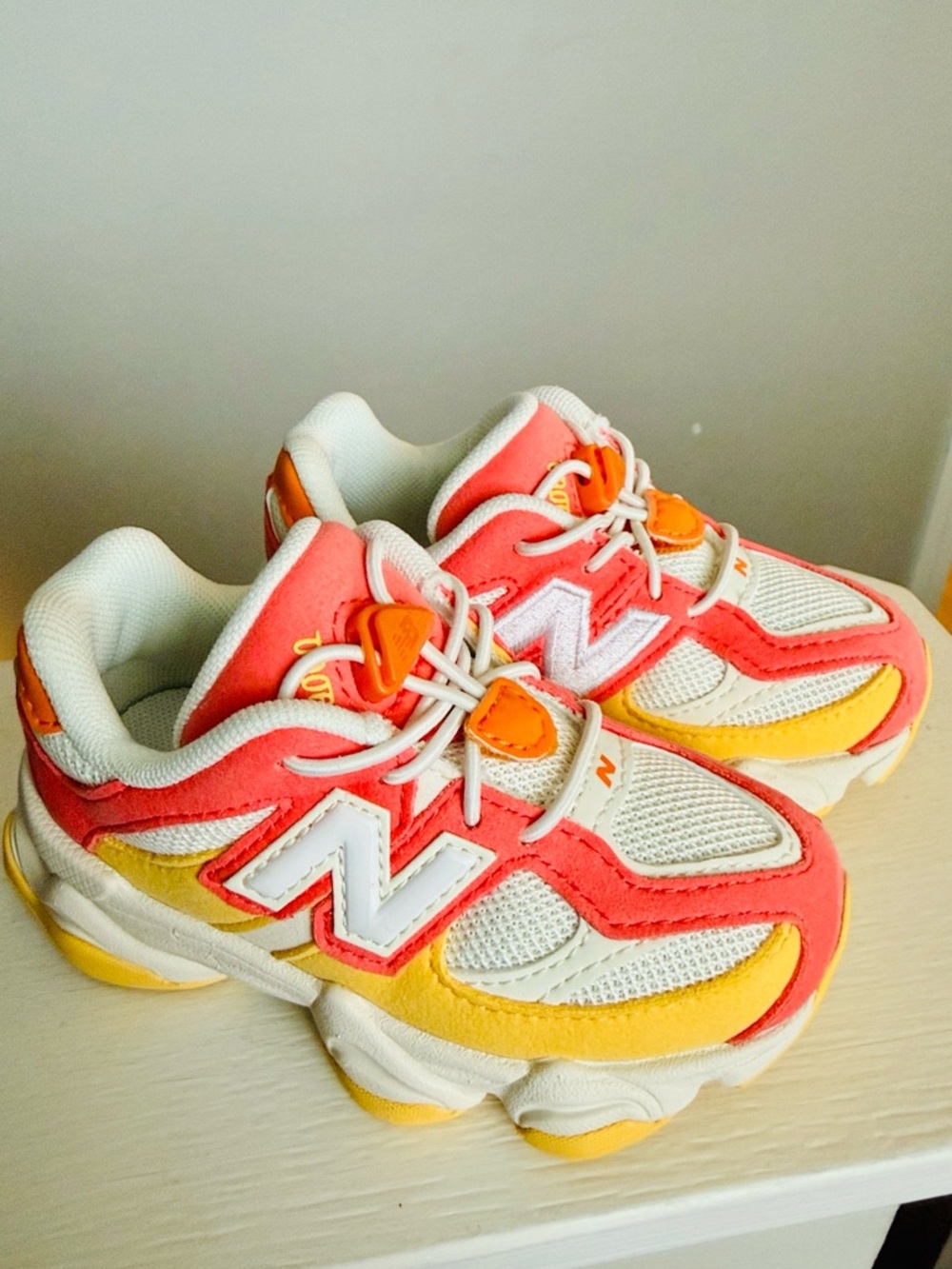 New Balance 9060 Fluorescent Orange Red TD IV9060FL Toddler Sneakers - Picture 3 of 10